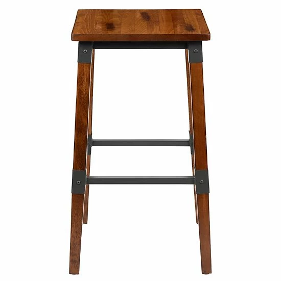 Emma+Oliver Emma And Oliver 4 Pack Commercial Grade Rustic Walnut Industrial Style Backless Wood Barstool 4 Emma+Oliver Emma And Oliver 4 Pack Commercial Grade Rustic Walnut Industrial Style Backless Wood Barstool - Image 4