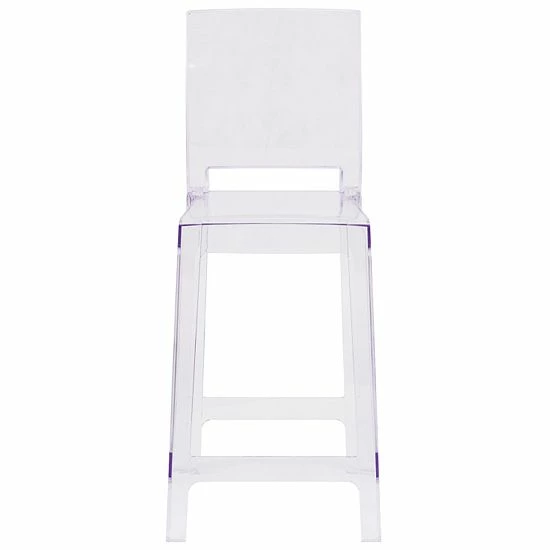 Emma+Oliver Emma And Oliver Ghost Counter Stool With Square Back In Transparent Crystal 4 Emma+Oliver Emma And Oliver Ghost Counter Stool With Square Back In Transparent Crystal - Image 4