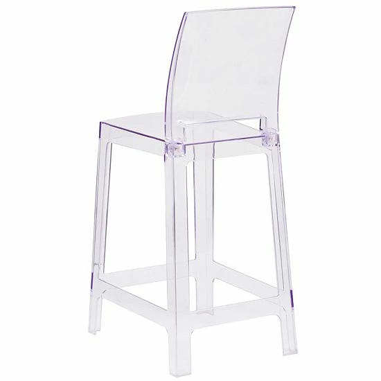 Emma+Oliver Emma And Oliver Ghost Counter Stool With Square Back In Transparent Crystal 5 Emma+Oliver Emma And Oliver Ghost Counter Stool With Square Back In Transparent Crystal - Image 5
