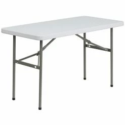 Emma+Oliver Emma And Oliver 4-Foot Granite White Plastic Folding Table - Banquet / Event Folding Table