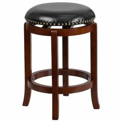 Emma+Oliver Emma And Oliver 24"H Backless Light Cherry Wood Counter Stool