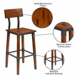 Emma+Oliver Emma And Oliver 2 Pack Commercial Grade Rustic Walnut Industrial Style Wood Dining Barstool -Emma+Oliver shop unnamed file 6907