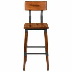 Emma+Oliver Emma And Oliver 2 Pack Commercial Grade Rustic Walnut Industrial Style Wood Dining Barstool -Emma+Oliver shop unnamed file 6908