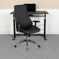 Alternative view of Emma+Oliver Emma And Oliver High Back Black LeatherSoft Smooth Upholstered Swivel Office Chair With Arms
