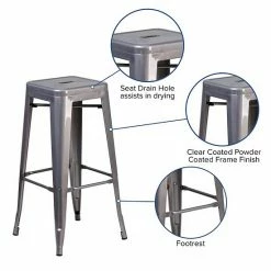 Emma+Oliver Emma And Oliver 30"H Backless Clear Coated Metal Indoor Barstool With Square Seat 2 Emma+Oliver Emma And Oliver 30"H Backless Clear Coated Metal Indoor Barstool With Square Seat -Emma+Oliver shop unnamed file 6917