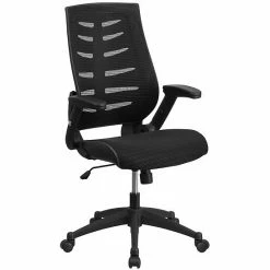 Emma+Oliver Emma And Oliver High Back Black Mesh Swivel Ergonomic Office Chair With Adjustable Flip-Up Arms