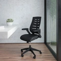 Alternative view of Emma+Oliver Emma And Oliver High Back Black Mesh Swivel Ergonomic Office Chair With Adjustable Flip-Up Arms