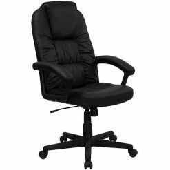 Emma+Oliver Emma And Oliver High Back Black LeatherSoft Soft Ripple Executive Swivel Office Chair