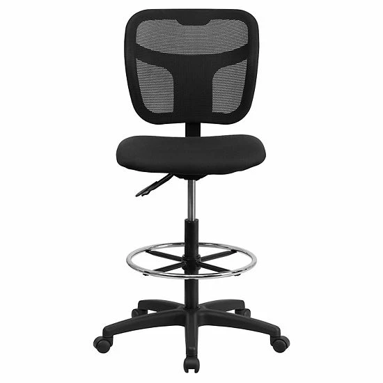 Emma+Oliver Emma And Oliver Mid-Back Black Mesh Drafting Chair With Back Height Adjustment 2 Emma+Oliver Emma And Oliver Mid-Back Black Mesh Drafting Chair With Back Height Adjustment - Image 2