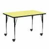 Emma+Oliver Emma And Oliver Mobile 24x48 Yellow Thermal Laminate Adjustable Activity Table