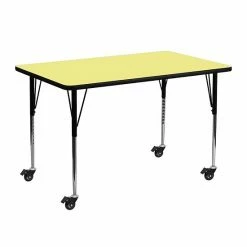 Emma+Oliver Emma And Oliver Mobile 24x48 Yellow Thermal Laminate Adjustable Activity Table