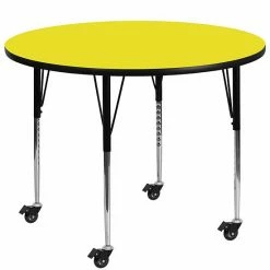 Emma+Oliver Emma And Oliver Mobile 48" Round Grey HP Laminate Adjustable Activity Table Oak 4 Emma+Oliver Emma And Oliver Mobile 48" Round Grey HP Laminate Adjustable Activity Table Oak -Emma+Oliver shop unnamed file 6985