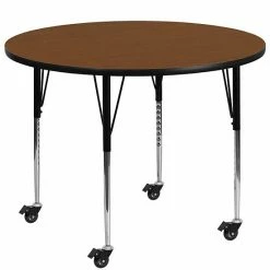 Emma+Oliver Emma And Oliver Mobile 48" Round Grey HP Laminate Adjustable Activity Table Oak 5 Emma+Oliver Emma And Oliver Mobile 48" Round Grey HP Laminate Adjustable Activity Table Oak -Emma+Oliver shop unnamed file 6986