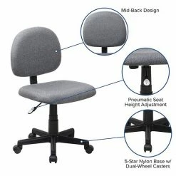 Emma+Oliver Emma And Oliver Low Back Gray Fabric Swivel Task Office Chair Black -Emma+Oliver shop unnamed file 7009