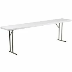 Emma+Oliver Emma And Oliver 8-Foot Granite White Plastic Folding Training / Seminar Table