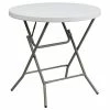 Emma+Oliver Emma And Oliver 2.63-Foot Round Granite White Plastic Folding Table - Event Table