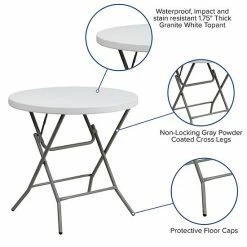 Emma+Oliver Emma And Oliver 2.63-Foot Round Granite White Plastic Folding Table - Event Table 2 Emma+Oliver Emma And Oliver 2.63-Foot Round Granite White Plastic Folding Table - Event Table -Emma+Oliver shop unnamed file 7020