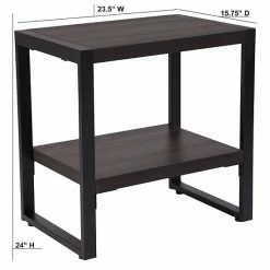 Emma+Oliver Emma And Oliver Charcoal Wood Grain Finish End Table With Black Metal Frame -Emma+Oliver shop unnamed file 7030