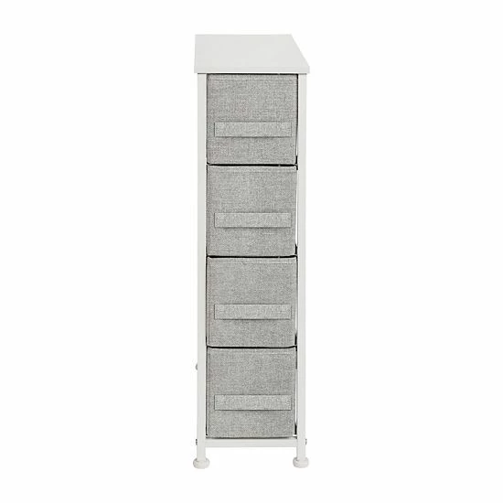 Emma+Oliver Emma And Oliver 4 Drawer Slim Dresser Storage Tower-White Wood Top & Gray Fabric Pull Drawers Blackgray 4 Emma+Oliver Emma And Oliver 4 Drawer Slim Dresser Storage Tower-White Wood Top & Gray Fabric Pull Drawers Blackgray - Image 4