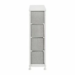 Emma+Oliver Emma And Oliver 4 Drawer Slim Dresser Storage Tower-White Wood Top & Gray Fabric Pull Drawers Blackgray 10 Emma+Oliver Emma And Oliver 4 Drawer Slim Dresser Storage Tower-White Wood Top & Gray Fabric Pull Drawers Blackgray -Emma+Oliver shop unnamed file 712