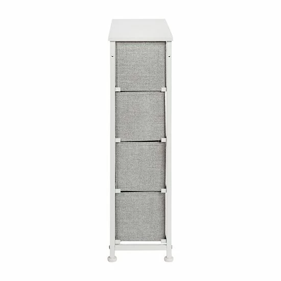 Emma+Oliver Emma And Oliver 4 Drawer Slim Dresser Storage Tower-White Wood Top & Gray Fabric Pull Drawers Blackgray 5 Emma+Oliver Emma And Oliver 4 Drawer Slim Dresser Storage Tower-White Wood Top & Gray Fabric Pull Drawers Blackgray - Image 5