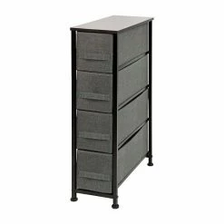 Emma+Oliver Emma And Oliver 4 Drawer Slim Dresser Storage Tower-White Wood Top & Gray Fabric Pull Drawers Blackgray 11 Emma+Oliver Emma And Oliver 4 Drawer Slim Dresser Storage Tower-White Wood Top & Gray Fabric Pull Drawers Blackgray -Emma+Oliver shop unnamed file 713