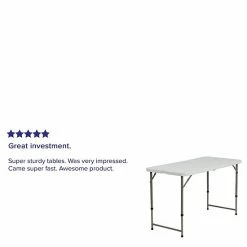 Emma+Oliver Emma And Oliver 4-Foot Height Adjustable Bi-Fold White Plastic Folding Table W/ Handle 8 Emma+Oliver Emma And Oliver 4-Foot Height Adjustable Bi-Fold White Plastic Folding Table W/ Handle -Emma+Oliver shop unnamed file 717