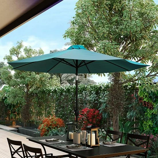 Emma+Oliver Emma And Oliver 9' Red Outdoor Patio Umbrella-Crank & Tilt Function - 1.5" Diameter Steel Pole 2 Emma+Oliver Emma And Oliver 9' Red Outdoor Patio Umbrella-Crank & Tilt Function - 1.5" Diameter Steel Pole - Image 2