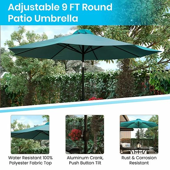 Emma+Oliver Emma And Oliver 9' Red Outdoor Patio Umbrella-Crank & Tilt Function - 1.5" Diameter Steel Pole 4 Emma+Oliver Emma And Oliver 9' Red Outdoor Patio Umbrella-Crank & Tilt Function - 1.5" Diameter Steel Pole - Image 4