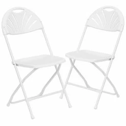 Emma+Oliver Emma And Oliver 2 Pack 650 Lb. Capacity Black Plastic Fan Back Folding Chair