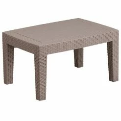 Emma+Oliver Emma And Oliver Light Gray Faux Rattan Coffee Table