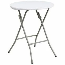 Emma+Oliver Emma And Oliver 2-Foot Round Granite White Plastic Folding Table - Banquet / Event Folding Table