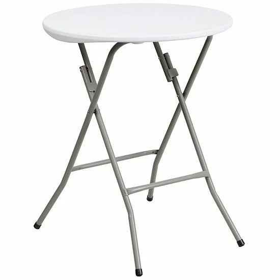 Emma+Oliver Emma And Oliver 2-Foot Round Granite White Plastic Folding Table - Banquet / Event Folding Table 1 Emma+Oliver Emma And Oliver 2-Foot Round Granite White Plastic Folding Table - Banquet / Event Folding Table