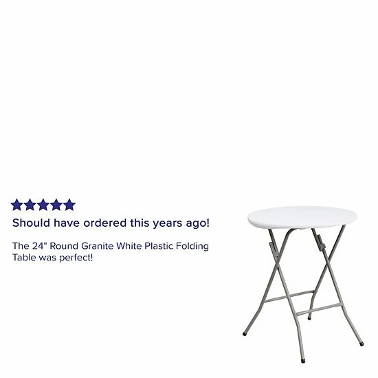 Emma+Oliver Emma And Oliver 2-Foot Round Granite White Plastic Folding Table - Banquet / Event Folding Table 5 Emma+Oliver Emma And Oliver 2-Foot Round Granite White Plastic Folding Table - Banquet / Event Folding Table - Image 5