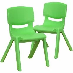 Emma+Oliver Emma And Oliver 2 Pack Green Plastic Stackable School Chair With 12"H Seat, Preschool Seating -Emma+Oliver shop unnamed file 779