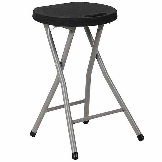Emma+Oliver Emma and Oliver Portable Foldable Sports Black Plastic Stool with Metal Frame Emma+Oliver Emma And Oliver Portable Foldable Sports Black Plastic Stool With Metal Frame -Emma+Oliver shop unnamed file 788