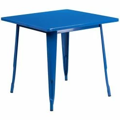 Emma+Oliver Emma And Oliver Commercial Grade 31.5" Square Blue Metal Indoor-Outdoor Table
