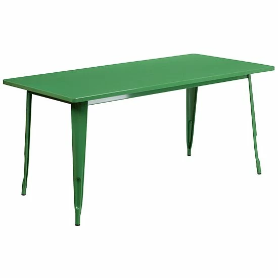 Emma+Oliver Emma and Oliver Commercial Grade 31.5" x 63" Rectangular Green Metal Indoor-Outdoor Table Emma+Oliver Emma And Oliver Commercial Grade 31.5" X 63" Rectangular Green Metal Indoor-Outdoor Table -Emma+Oliver shop unnamed file 855