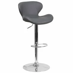 Emma+Oliver Emma And Oliver Red Vinyl Adjustable Height Curved Back Barstool -Emma+Oliver shop unnamed file 9