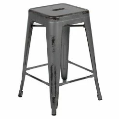 Emma+Oliver Emma And Oliver Commercial Grade 24"H Backless Distressed Green-Blue Metal Indoor-Outdoor Stool -Emma+Oliver shop unnamed file 905