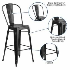 Emma+Oliver Emma And Oliver Commercial 30"H Distressed Silver Gray Metal Indoor-Outdoor Dining Barstool -Emma+Oliver shop unnamed file 916