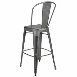Emma+Oliver Emma And Oliver Commercial 30"H Distressed Silver Gray Metal Indoor-Outdoor Dining Barstool -Emma+Oliver shop unnamed file 918