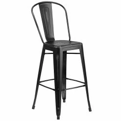 Emma+Oliver Emma And Oliver Commercial 30"H Distressed Silver Gray Metal Indoor-Outdoor Dining Barstool -Emma+Oliver shop unnamed file 921