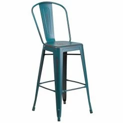 Emma+Oliver Emma And Oliver Commercial 30"H Distressed Silver Gray Metal Indoor-Outdoor Dining Barstool -Emma+Oliver shop unnamed file 926