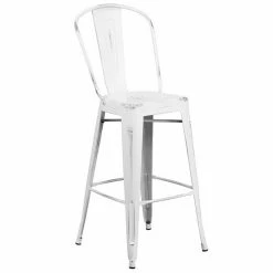 Emma+Oliver Emma And Oliver Commercial 30"H Distressed Silver Gray Metal Indoor-Outdoor Dining Barstool -Emma+Oliver shop unnamed file 928
