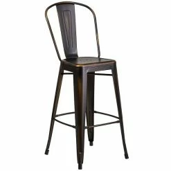 Emma+Oliver Emma And Oliver Commercial 30"H Distressed Silver Gray Metal Indoor-Outdoor Dining Barstool -Emma+Oliver shop unnamed file 929