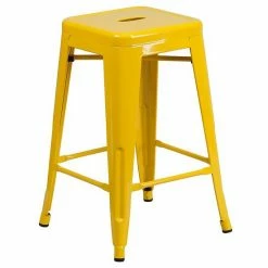Emma+Oliver Emma And Oliver Commercial Grade 24"H Backless Copper Indoor-Outdoor Counter Height Stool White
