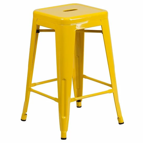 Emma+Oliver Emma And Oliver Commercial Grade 24"H Backless Copper Indoor-Outdoor Counter Height Stool White 1 Emma+Oliver Emma And Oliver Commercial Grade 24"H Backless Copper Indoor-Outdoor Counter Height Stool White