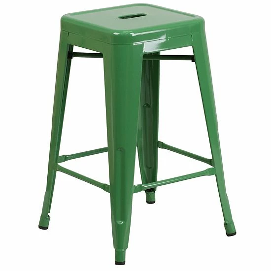 Emma+Oliver Emma And Oliver Commercial Grade 24"H Backless Copper Indoor-Outdoor Counter Height Stool White 6 Emma+Oliver Emma And Oliver Commercial Grade 24"H Backless Copper Indoor-Outdoor Counter Height Stool White - Image 6
