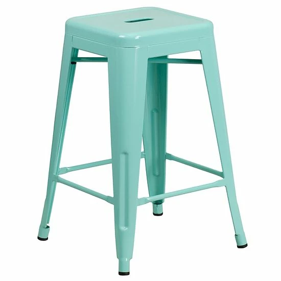 Emma+Oliver Emma And Oliver Commercial Grade 24"H Backless Copper Indoor-Outdoor Counter Height Stool White 8 Emma+Oliver Emma And Oliver Commercial Grade 24"H Backless Copper Indoor-Outdoor Counter Height Stool White - Image 8